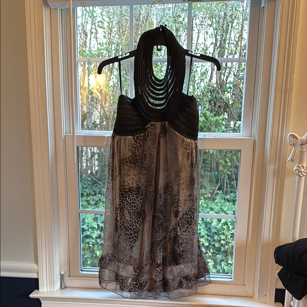 Chic Animal Print Halter Dress